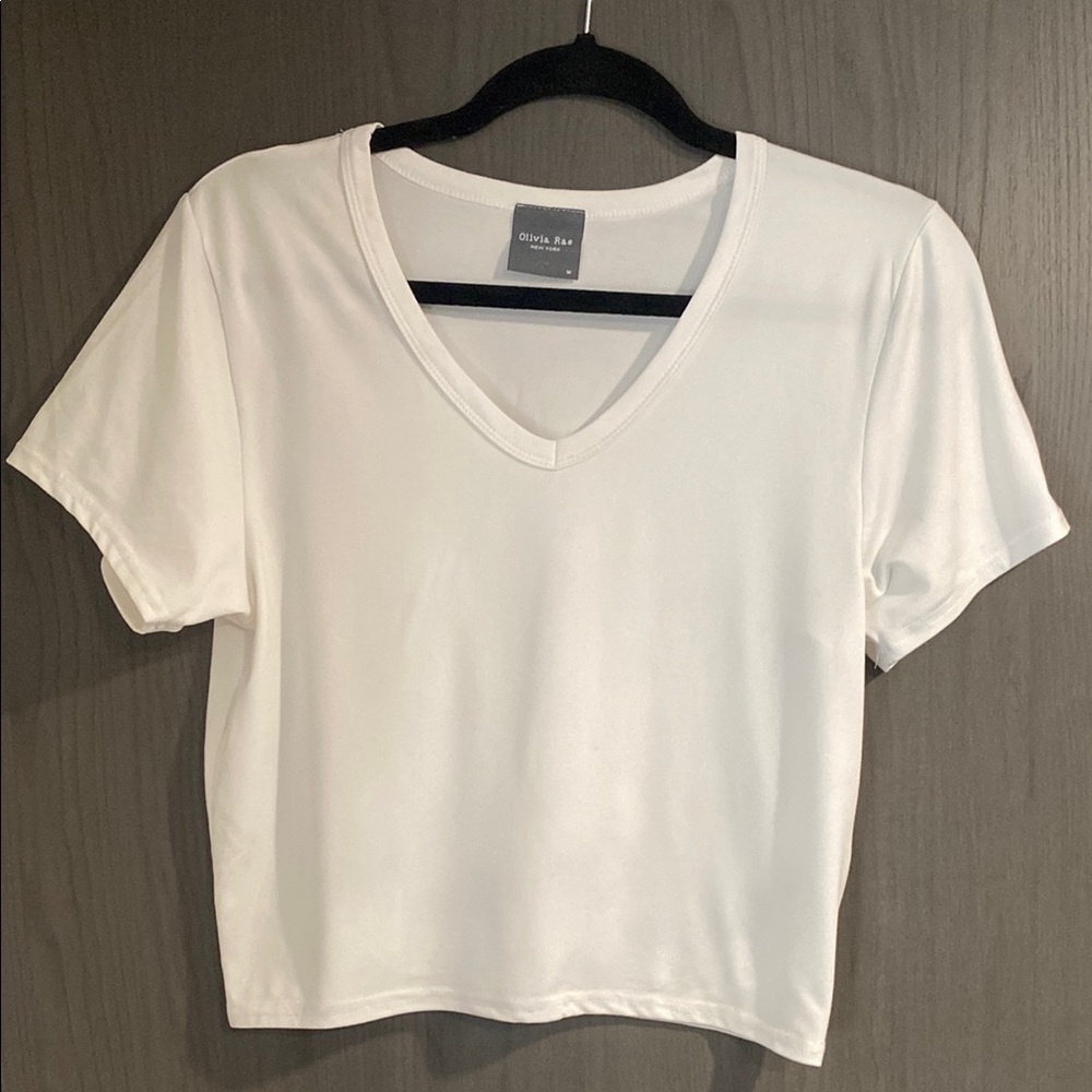 Olivia Rae White V-Neck Crop Top